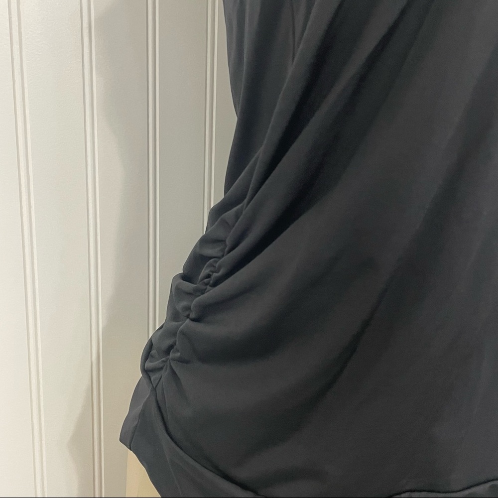 Athleta Black Tankini Top Blouse Hem Strappy Ruched Sides Medium - Picture 6 of 10